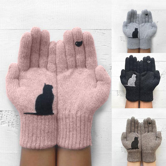 Gants en coton avec éventail de chats