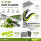 ✂️🥬Stainless Steel Five-Blade Kitchen Shears – Cuts even, fine shreds in one go, easily handling scallions, cilantro, chili peppers, and seaweed