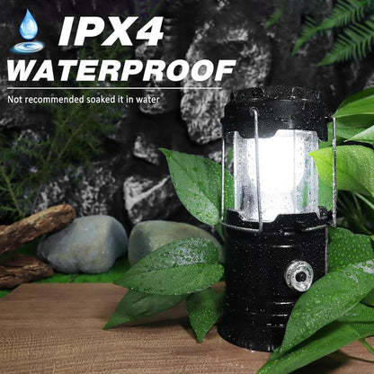 Solar Rechargeable Camping Lantern – Collapsible LED, IPX5 Waterproof 💡 Magnetic Base & Foldable Hook 🏔️ Ideal for Camping, Hiking & Emergency Outages 🔋