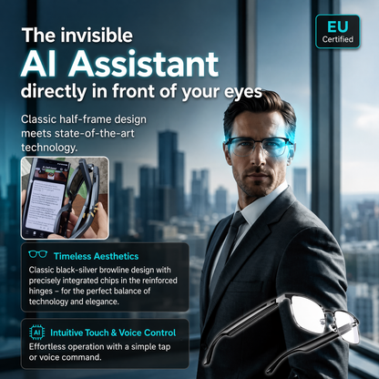 AI Translation Smart Glasses, supporting 160 languages and ChatGPT, with built-in microphone and Hi-Fi speakers