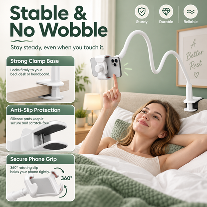 Flexible Gooseneck Phone Holder for Bed & Desk