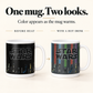 The same mug design shown before heating and after warming with a hot drink; one mug included.
