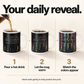 Three steps: pour a hot drink, let the mug warm, and watch the colors appear.