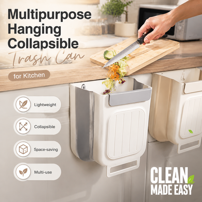 🍃50% OFF NOW! 🥳Multipurpose Hanging Collapsible Kitchen Trash Can‑Space‑Saving Wall Mount Foldable Waste Bin, Hanging Garbage Container for Food Scraps, Cabinet Door Mount for Home Kitchen Countertop Prep