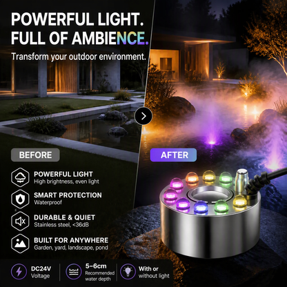 💨 50% OFF NOW! ⚡ 12-LED Ultrasonic Mist Maker Fogger – Creates cool mist & colourful light – Perfect for humidifiers, fountains or Halloween decor – runs quietly in water 💧✨