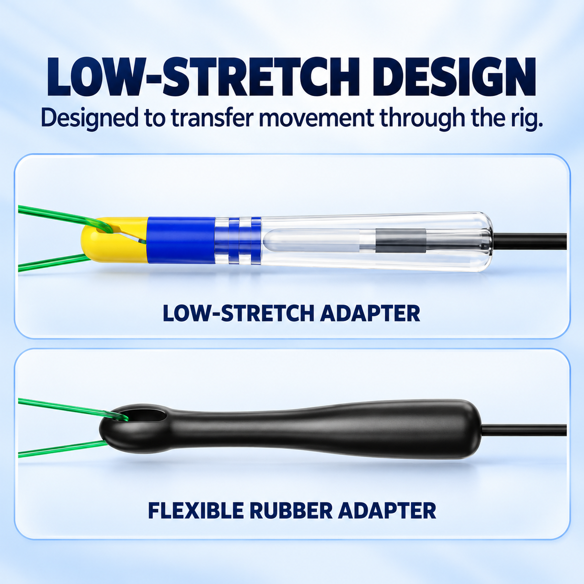 Quick-change float adapter detail highlighting its low-stretch connection structure.