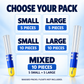 Five bagged pack options: Small 5 pieces, Large 5 pieces, Small 10 pieces, Large 10 pieces, or Mixed 10 pieces with 5 Small and 5 Large. Floats not included.