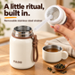 Milk White FULOO bottle with the inner lid removed, showing the flat stainless-steel strainer and attached long straw beside its cap cup.