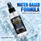 Water-based glass anti-fog spray on a glass surface