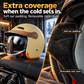 Yellow motorcycle helmet with enlarged soft ear padding and removable neck-cover material.
