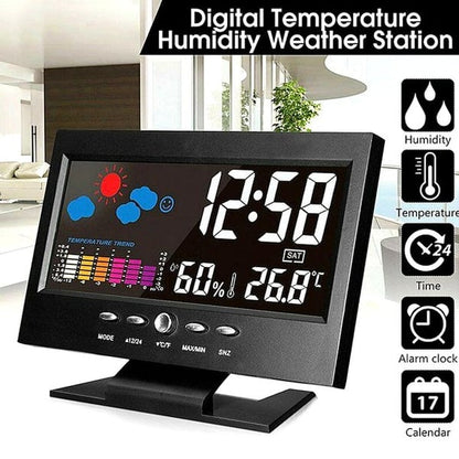 🔥Sale 50%🔥Digital LED Temperature Humidity Monitor Weather Forecast LED Table Alarm Clock