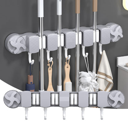Drill-Free Suction Cup Mop Holder for Bathroom