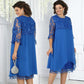 🥳2026 HOT SALE🥳💞50K+ SOLD!👗💨 40% OFF! Sheer Lace Midi Dress – Flattering round neck, soft & wrinkle-resistant. Sheer sleeves add elegance. Pink & blue, sizes up to 5XL. Every curve celebrated. 🎀✅