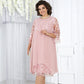 🥳2026 HOT SALE🥳💞50K+ SOLD!👗💨 40% OFF! Sheer Lace Midi Dress – Flattering round neck, soft & wrinkle-resistant. Sheer sleeves add elegance. Pink & blue, sizes up to 5XL. Every curve celebrated. 🎀✅