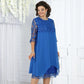 🥳2026 HOT SALE🥳💞50K+ SOLD!👗💨 40% OFF! Sheer Lace Midi Dress – Flattering round neck, soft & wrinkle-resistant. Sheer sleeves add elegance. Pink & blue, sizes up to 5XL. Every curve celebrated. 🎀✅