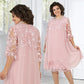 🥳2026 HOT SALE🥳💞50K+ SOLD!👗💨 40% OFF! Sheer Lace Midi Dress – Flattering round neck, soft & wrinkle-resistant. Sheer sleeves add elegance. Pink & blue, sizes up to 5XL. Every curve celebrated. 🎀✅