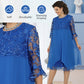 🥳2026 HOT SALE🥳💞50K+ SOLD!👗💨 40% OFF! Sheer Lace Midi Dress – Flattering round neck, soft & wrinkle-resistant. Sheer sleeves add elegance. Pink & blue, sizes up to 5XL. Every curve celebrated. 🎀✅