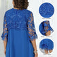 🥳2026 HOT SALE🥳💞50K+ SOLD!👗💨 40% OFF! Sheer Lace Midi Dress – Flattering round neck, soft & wrinkle-resistant. Sheer sleeves add elegance. Pink & blue, sizes up to 5XL. Every curve celebrated. 🎀✅