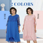 🥳2026 HOT SALE🥳💞50K+ SOLD!👗💨 40% OFF! Sheer Lace Midi Dress – Flattering round neck, soft & wrinkle-resistant. Sheer sleeves add elegance. Pink & blue, sizes up to 5XL. Every curve celebrated. 🎀✅