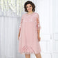 🥳2026 HOT SALE🥳💞50K+ SOLD!👗💨 40% OFF! Sheer Lace Midi Dress – Flattering round neck, soft & wrinkle-resistant. Sheer sleeves add elegance. Pink & blue, sizes up to 5XL. Every curve celebrated. 🎀✅