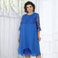🥳2026 HOT SALE🥳💞50K+ SOLD!👗💨 40% OFF! Sheer Lace Midi Dress – Flattering round neck, soft & wrinkle-resistant. Sheer sleeves add elegance. Pink & blue, sizes up to 5XL. Every curve celebrated. 🎀✅
