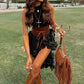 Women's Sleeveless Ruffle Top & Mini Skirt 2-Piece Set