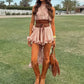 Women's Sleeveless Ruffle Top & Mini Skirt 2-Piece Set