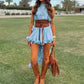 Women's Sleeveless Ruffle Top & Mini Skirt 2-Piece Set