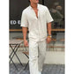 ✨Hot Sale 50% OFF✨Men’s Solid Lapel Short-Sleeve Tops ＆ Pants 2-Piece Set👔