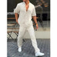 ✨Hot Sale 50% OFF✨Men’s Solid Lapel Short-Sleeve Tops ＆ Pants 2-Piece Set👔