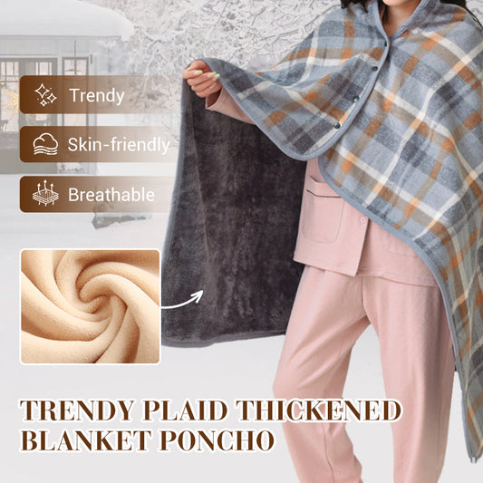 Trendy Plaid Thickened Blanket Poncho