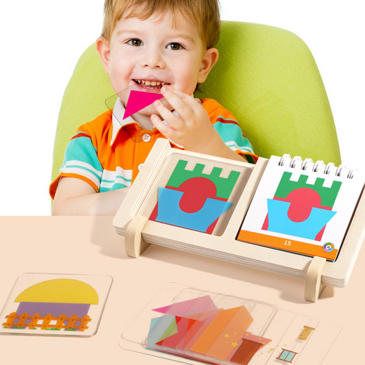 50% OFF🎁60 Levels🏆🧩 -✨【Geometric House Layering Puzzle with Wooden Base】✨