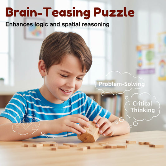 🔥 50% OFF! ✨ Luban Lock Wooden Puzzle - Stimulates Spatial Intelligence, Natural Wood Design, Educational Family Game 🧩🤲