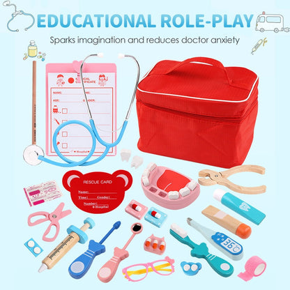 Wooden Doctor & Dentist Pretend Play Set for Kids