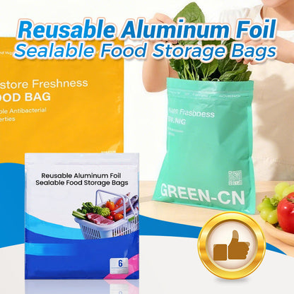 🥡Reusable Aluminum Foil Sealable Food Storage Bags 🔒✨ ♻️🛒