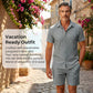 🥳2026 HOT SALE🥳💞50K+ SOLD!💥👴 🍻50% OFF! Men's Jacquard Shirt & Shorts Set – Easy-fit comfort for warm days! Breathable fabric, no ironing needed. Perfect for garden or seaside. ☀️🌿