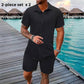 🥳2026 HOT SALE🥳💞50K+ SOLD!💥👴 🍻50% OFF! Men's Jacquard Shirt & Shorts Set – Easy-fit comfort for warm days! Breathable fabric, no ironing needed. Perfect for garden or seaside. ☀️🌿