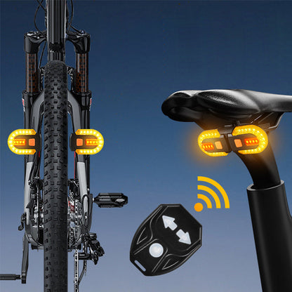 🚴 🔦 Bicycle Wireless Remote Control Turning Tail Light – Auto Brake Sensor, 30+ Light Modes & USB Rechargeable ⚡