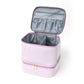 Stylish Striped Cosmetic Pouch with Dual Compartments