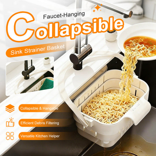 🎁 Last Day Promotion 50% OFF 🔥 Collapsible Faucet-Hanging Sink Strainer Basket – Clip-On, Space-Saving & Perfect for Kitchen Scraps & Tea Bags 🧽✨