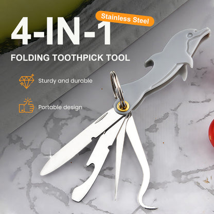 4-in-1 Stainless Steel Folding Toothpick Tool