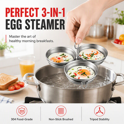 🎁2026 New Arrivals 30% OFF💥3-in-1 Stainless Steel Egg Poacher – Poach, Steam, Bake – 304 Steel, Non-Stick Release, One Pan, Endless Breakfasts ✨