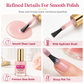 Pink liquid polish, flat brush, glass bottle and glossy nail finish