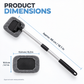 Windshield cleaner dimensions showing an approximately 46 cm extended length and 15.8 by 10.5 cm head.