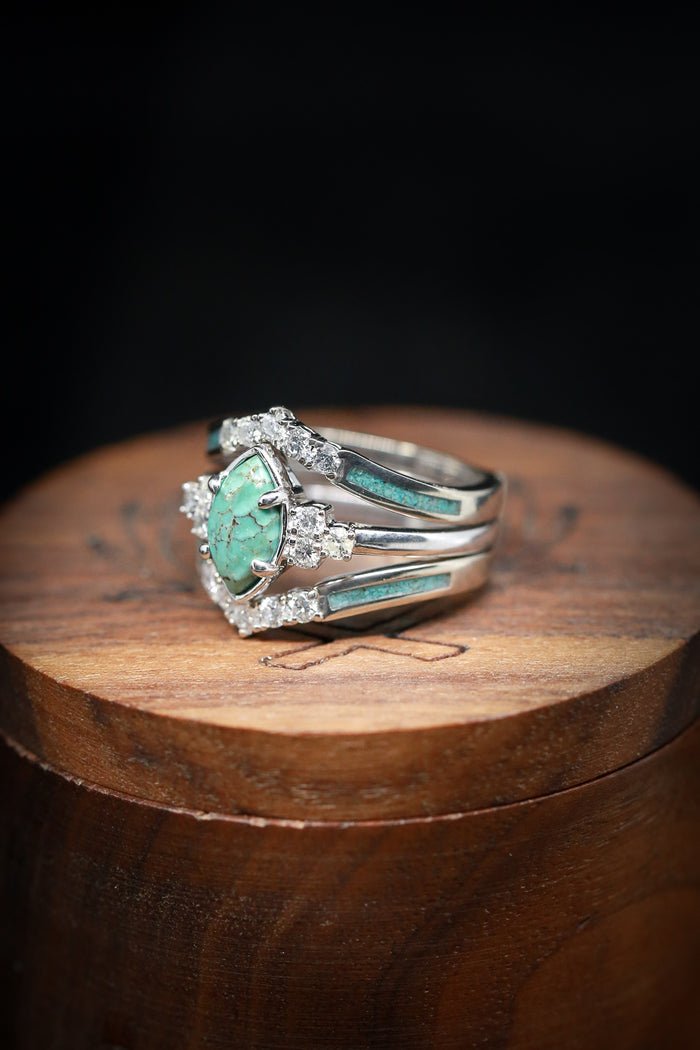 🎁Bague en argent avec diamant turquoise naturelle-1