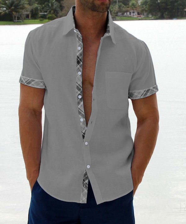 Soldes d'été - 49 % OFF💥 --- Chemise boutonnée à col écossais décontracté pour homme-6
