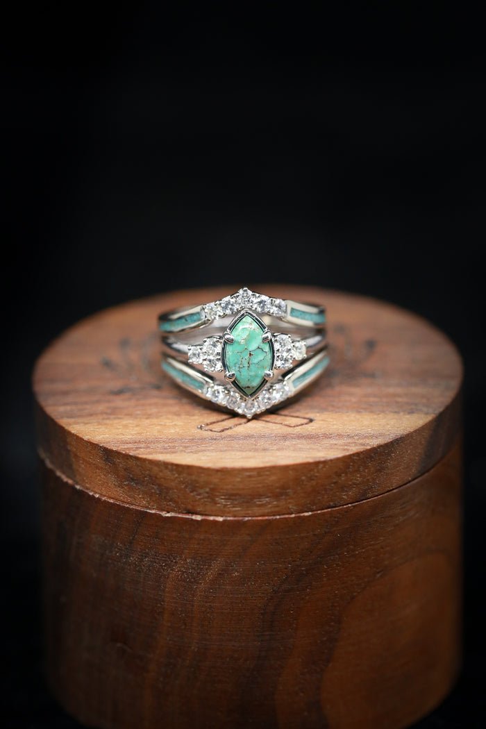 🎁Bague en argent avec diamant turquoise naturelle-2