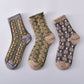 10 paires de chaussettes en coton à fleurs gaufrées pour femmes