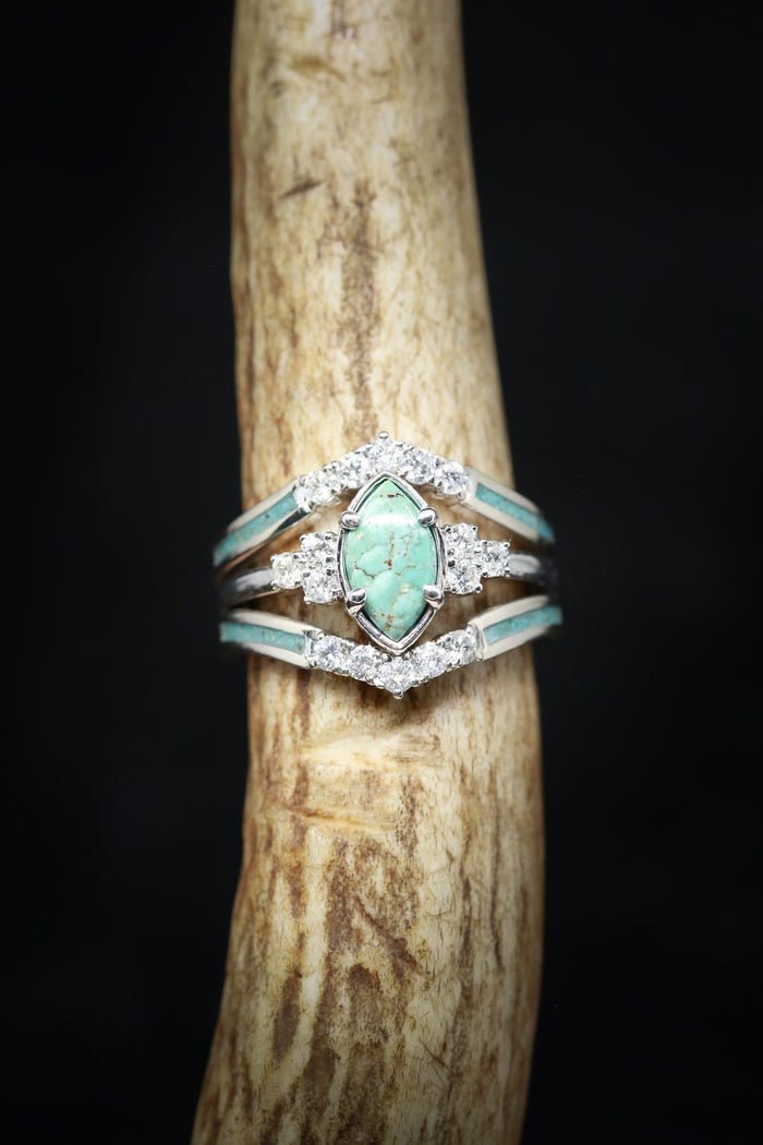 🎁Bague en argent avec diamant turquoise naturelle-7