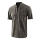 T-shirt rétro gothique à manches courtes avec col en V lacé et poche en lin pour hommes